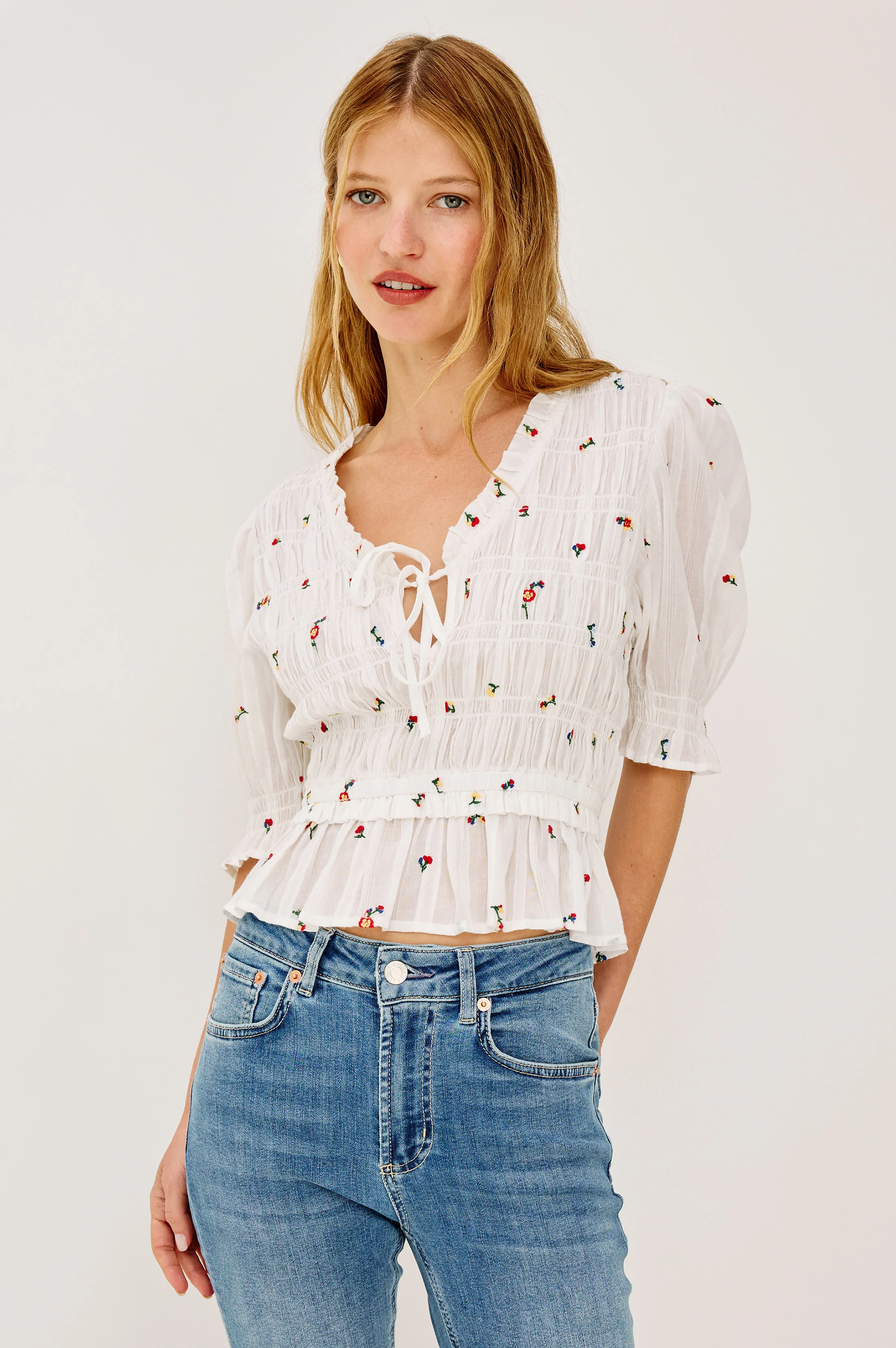 FONTAINE TOP - WILDFLOWERS EMBROIDERY