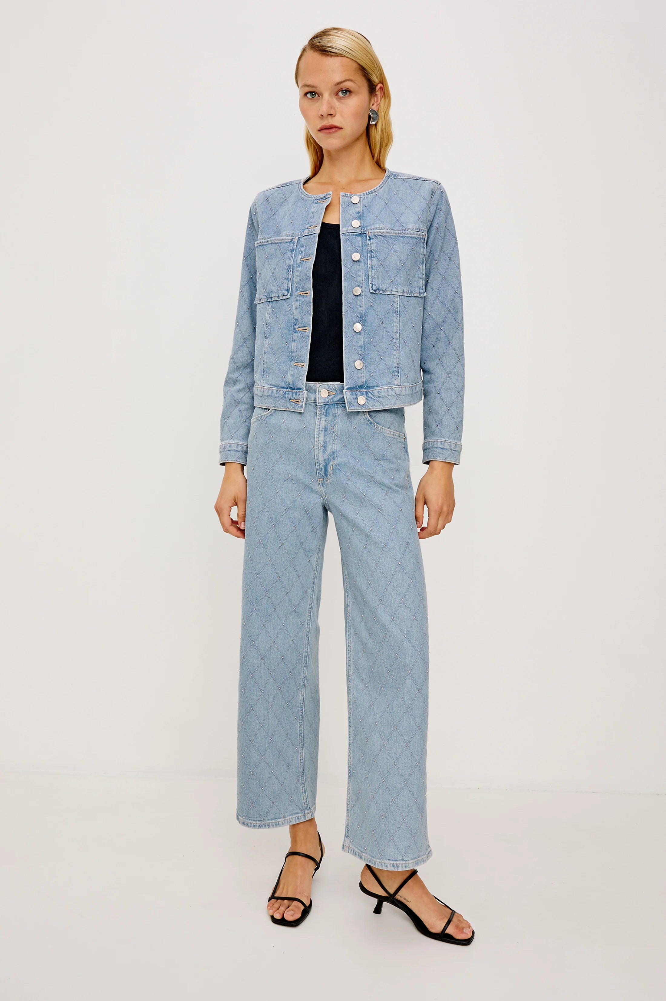 GETTY CROP WIDE LEG - QUILTED STUD - Image 4