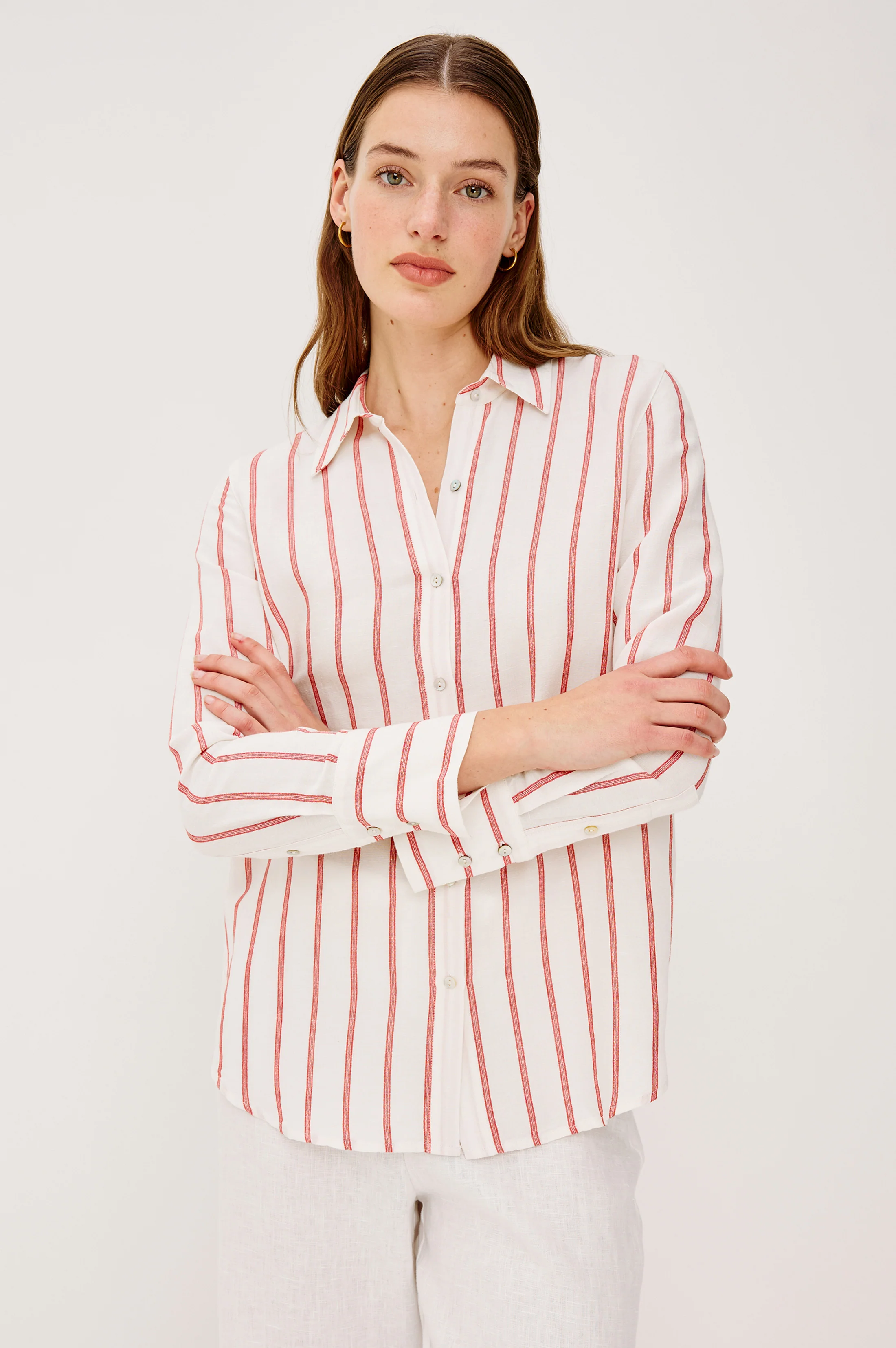 KNOX SHIRT - SCARLET IVORY STRIPE