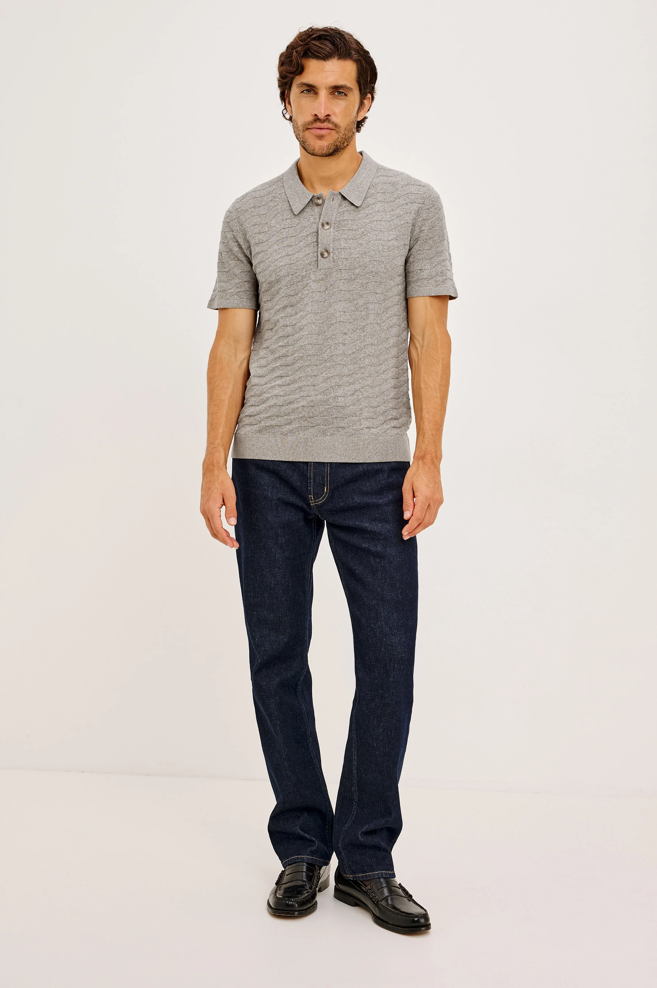 LINDEN POLO SHIRT - HEATHER GREY PRISM - Image 3