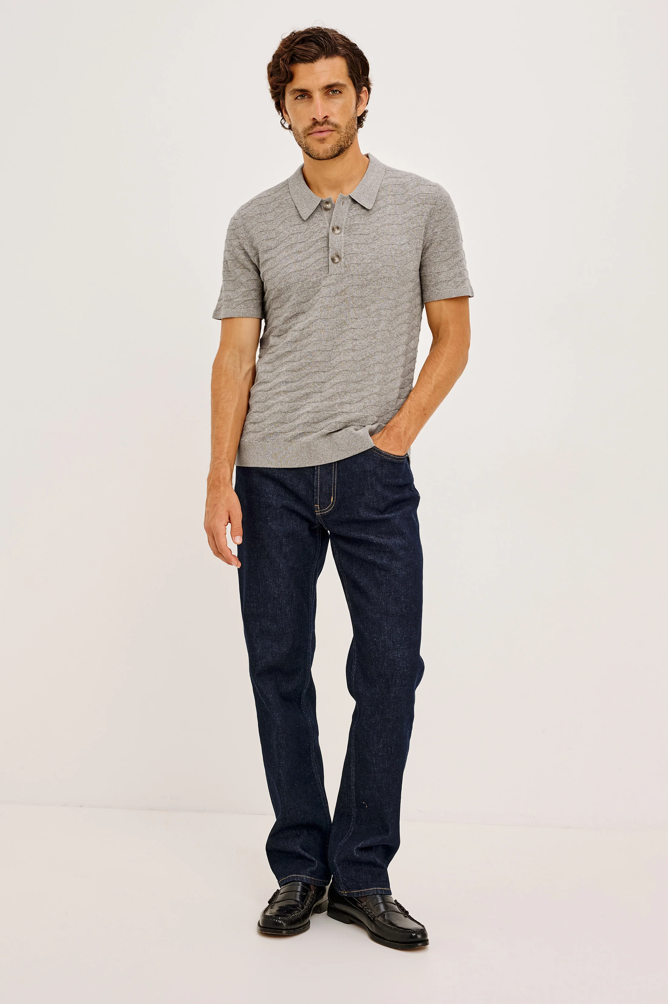 LINDEN POLO SHIRT - HEATHER GREY PRISM - Image 4