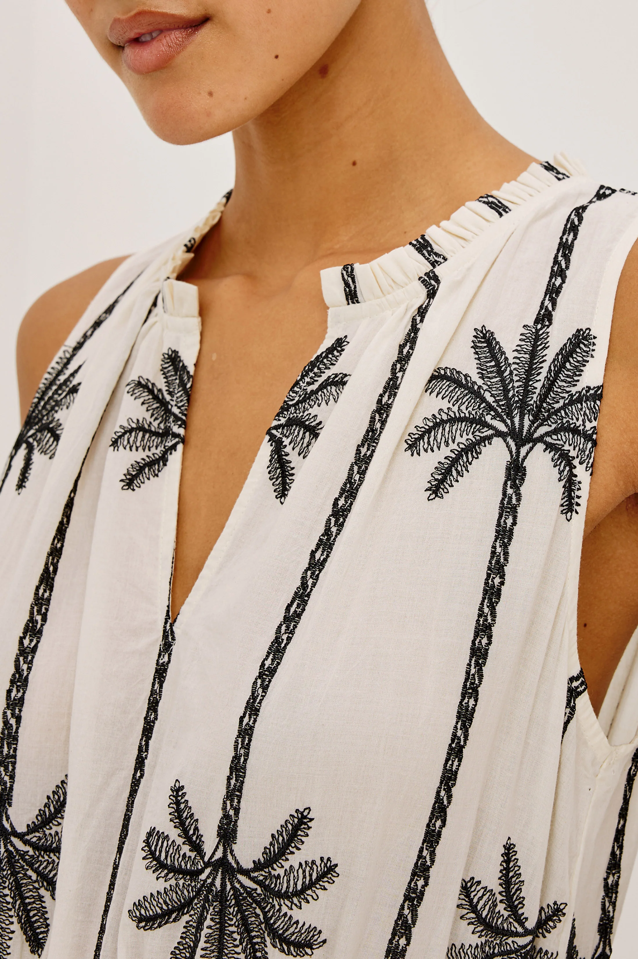 LOULOU DRESS - EMBROIDERED PALMS - Image 2