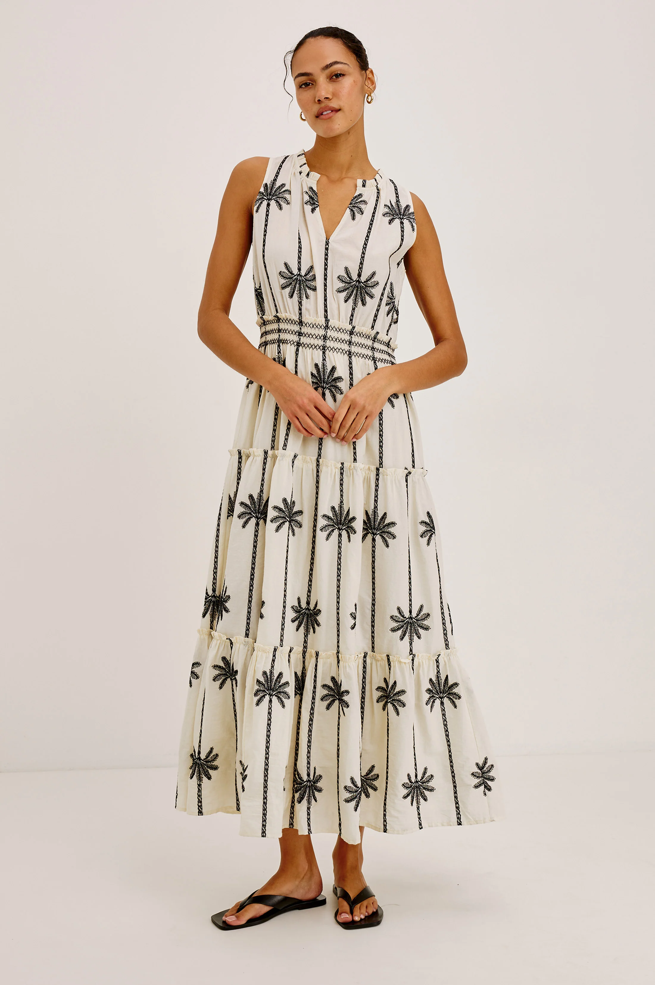 LOULOU DRESS - EMBROIDERED PALMS - Image 3