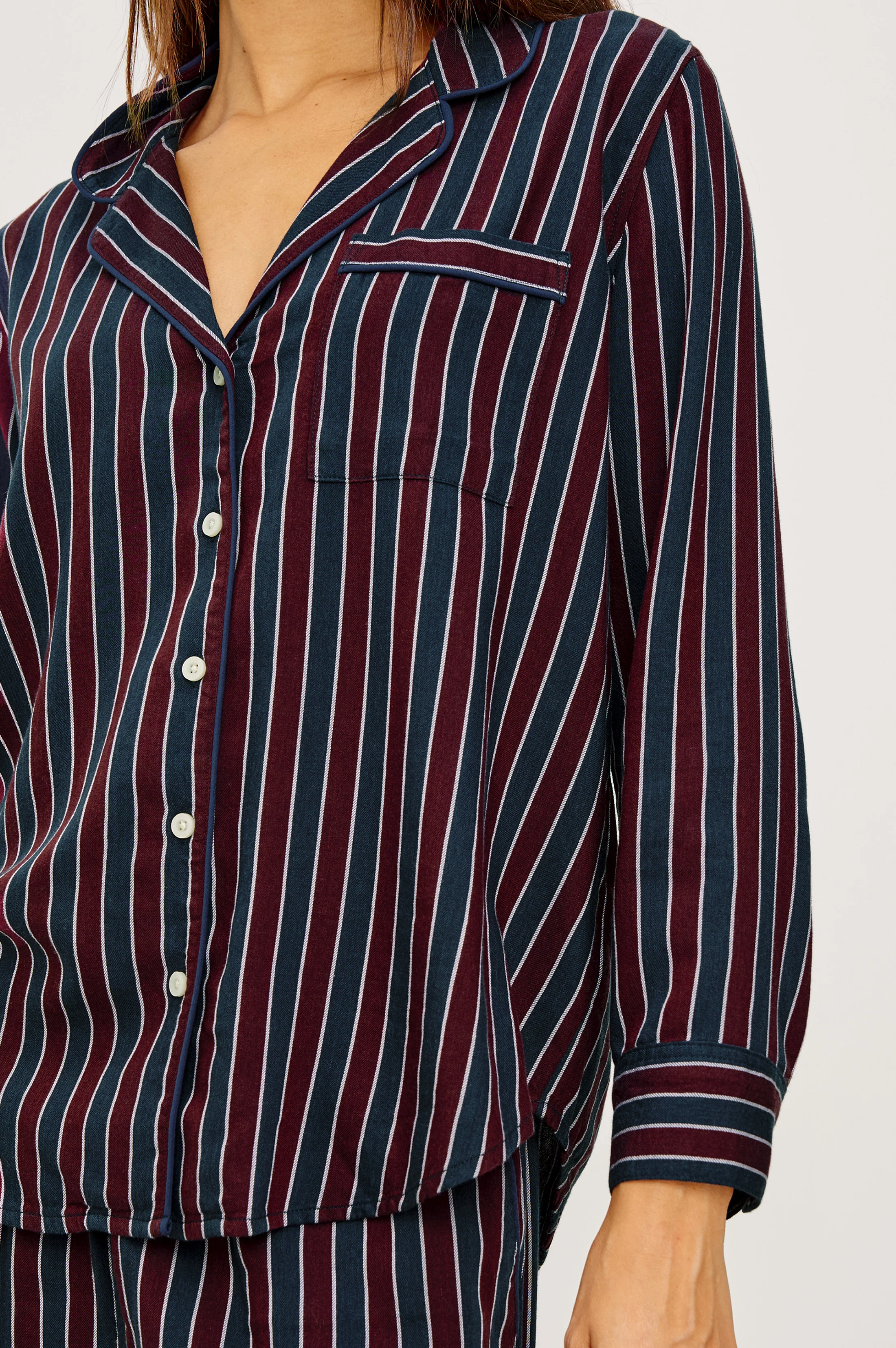 LUNA PAJAMA SET - NAVY OXBLOOD STRIPE - Image 2