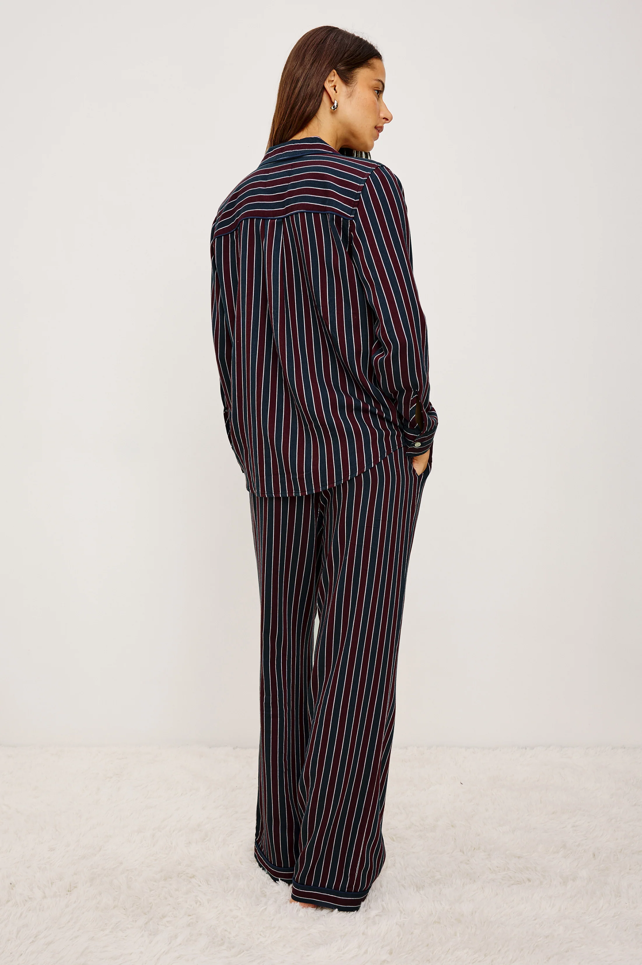 LUNA PAJAMA SET - NAVY OXBLOOD STRIPE - Image 5