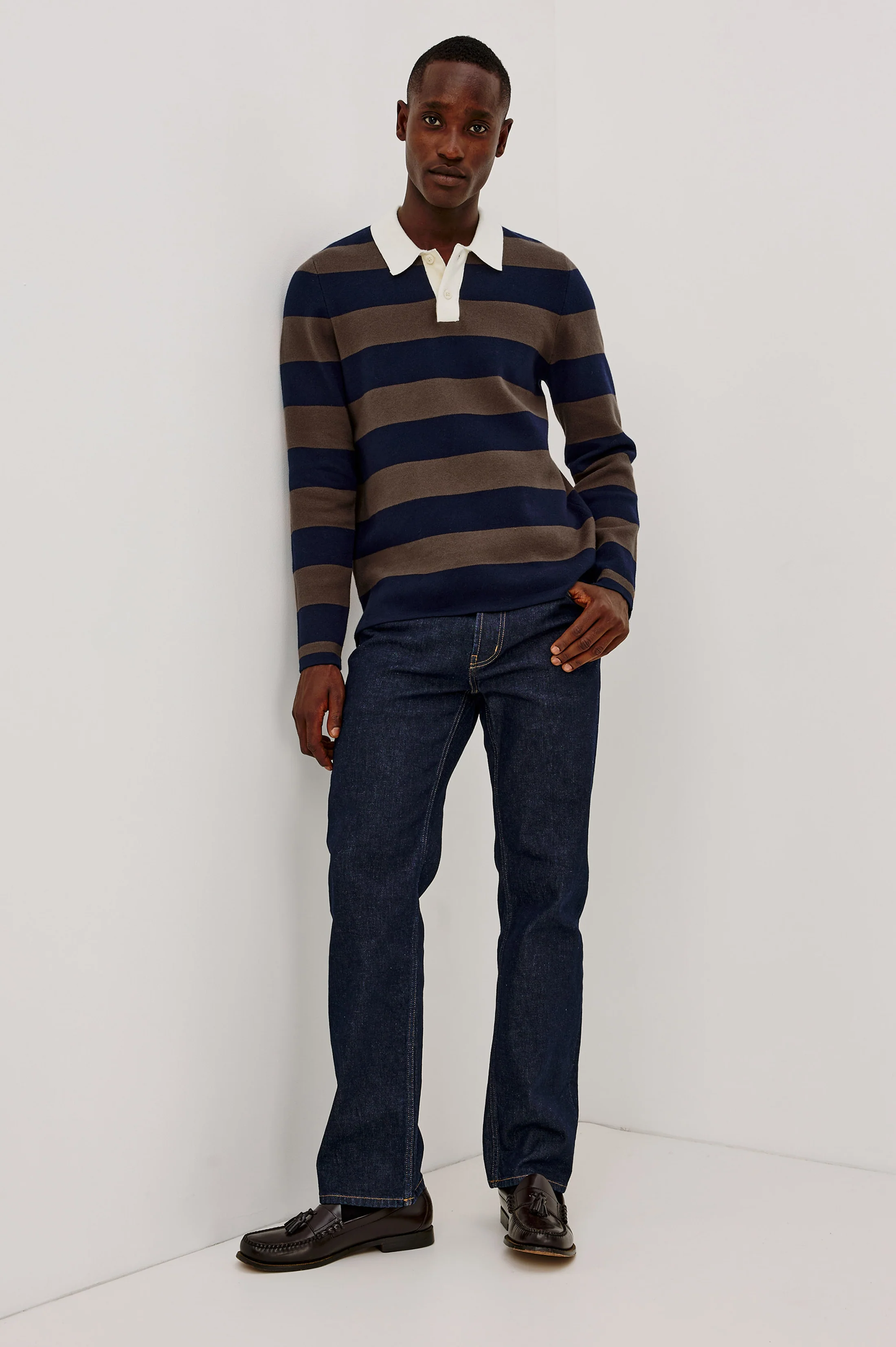 LUTHER SWEATER - NAVY CAROB STRIPE - Image 3