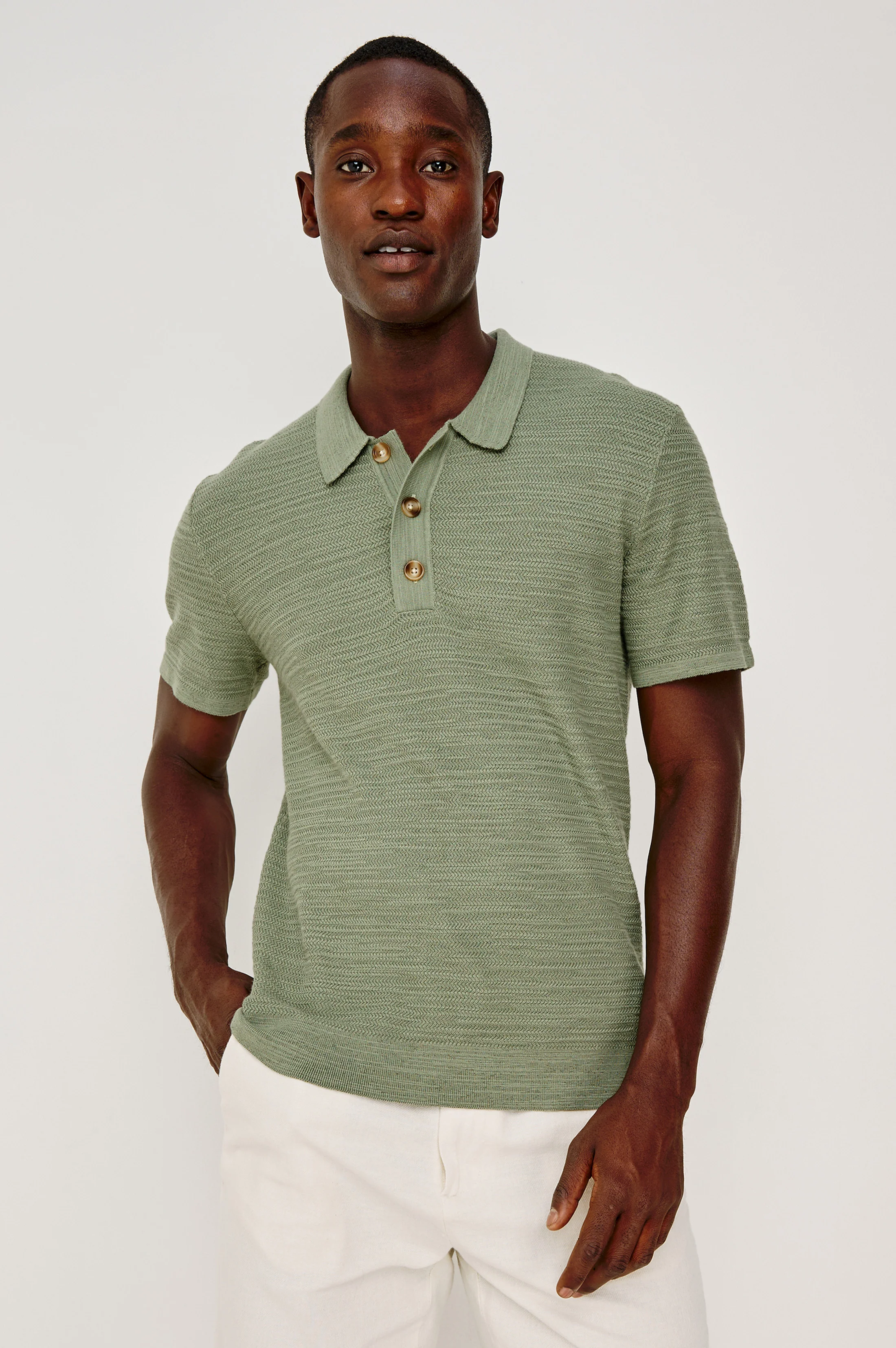 NATHAN POLO SHIRT - SILVER SAGE