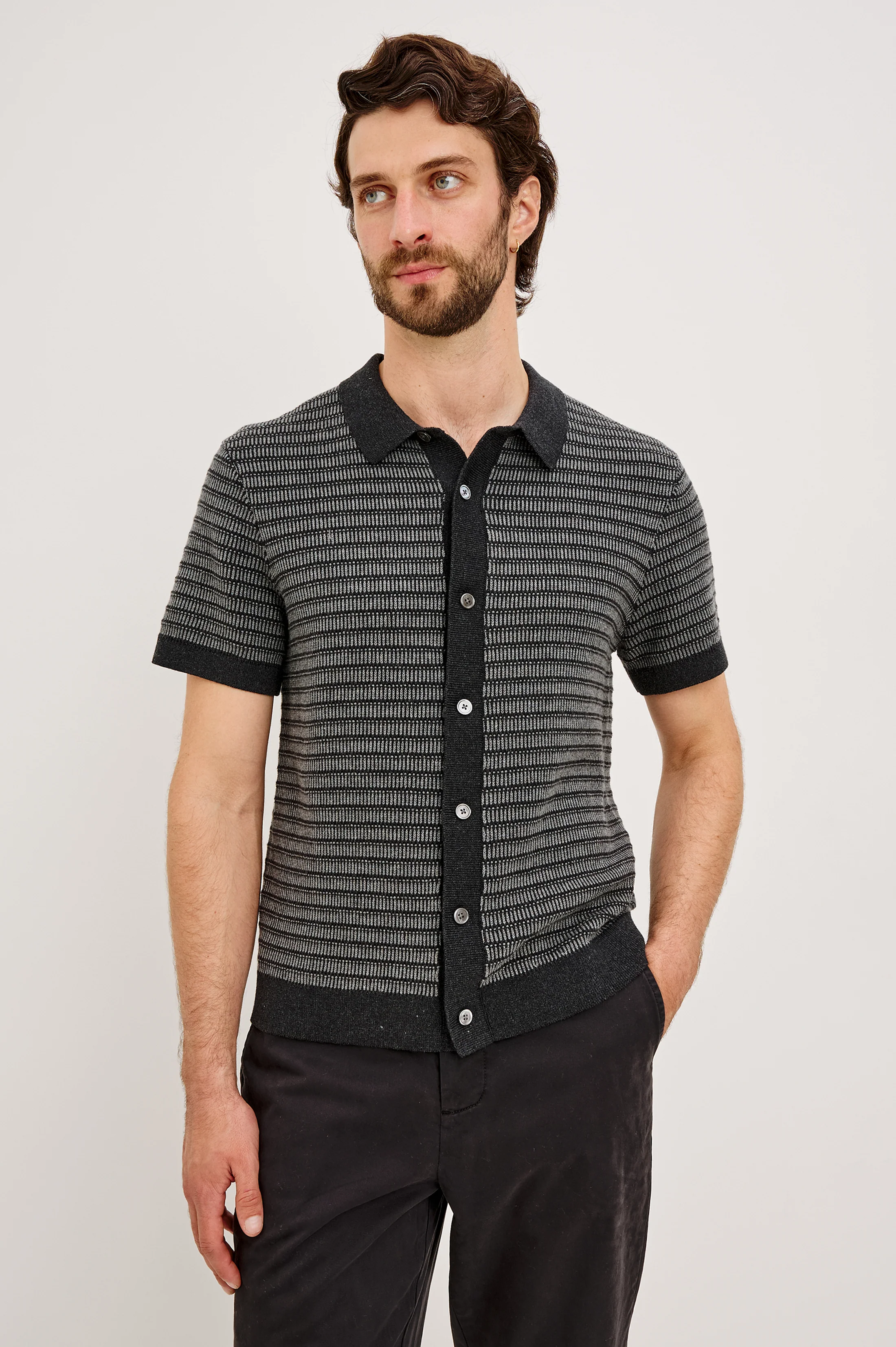 RUBIN SHIRT - CHARCOAL BLACK STRIPE
