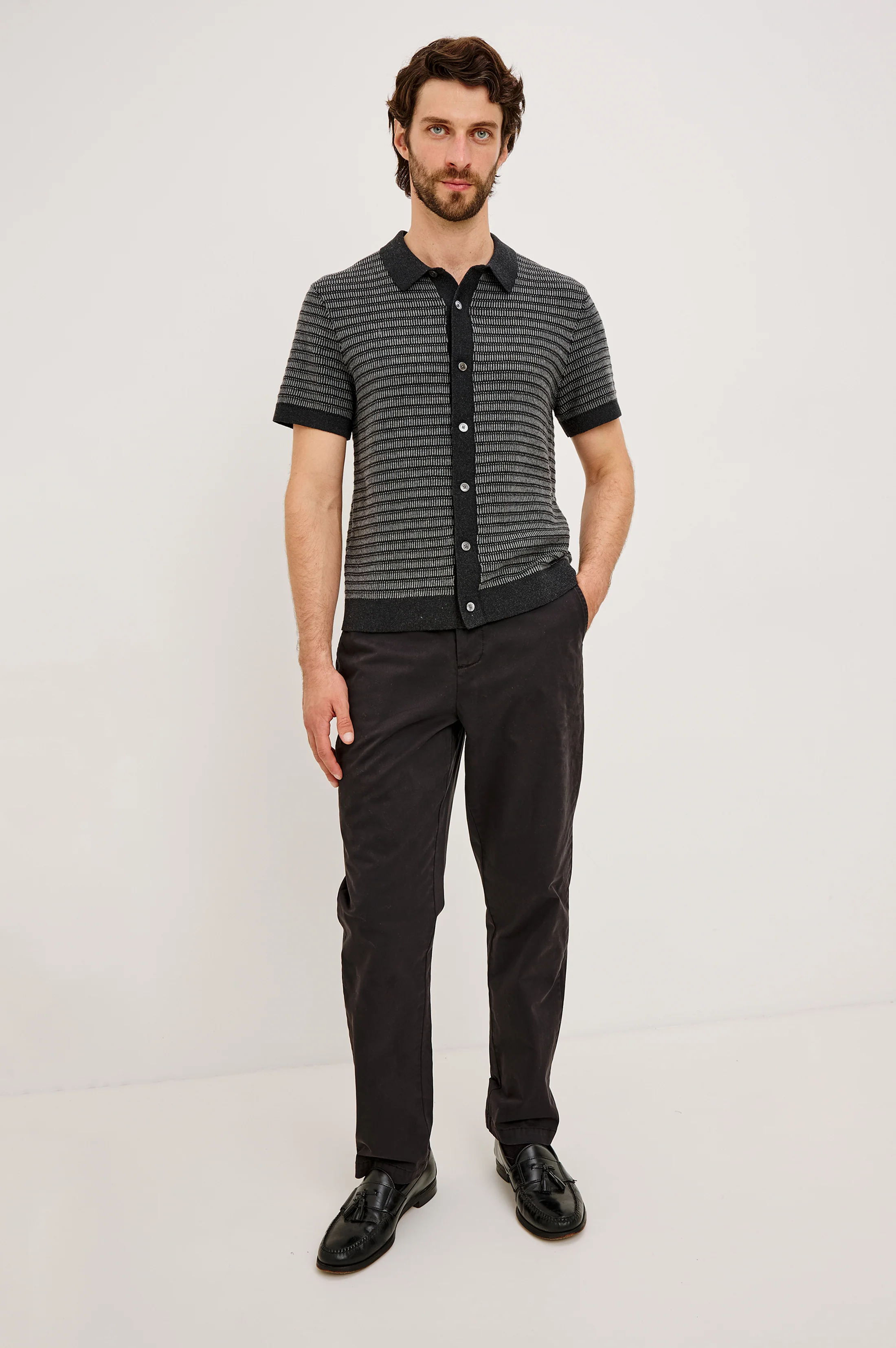 RUBIN SHIRT - CHARCOAL BLACK STRIPE - Image 3