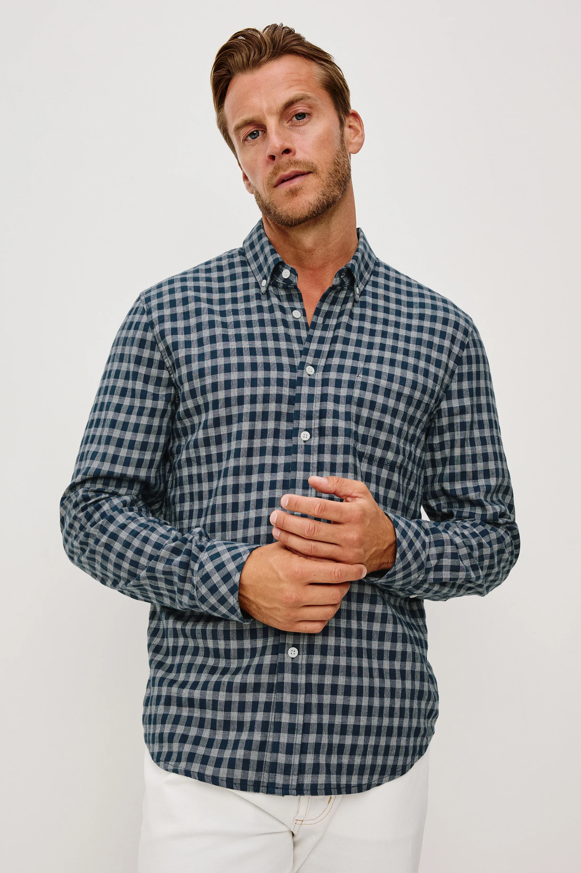 VANCE SHIRT - NAVY IVORY CHECK
