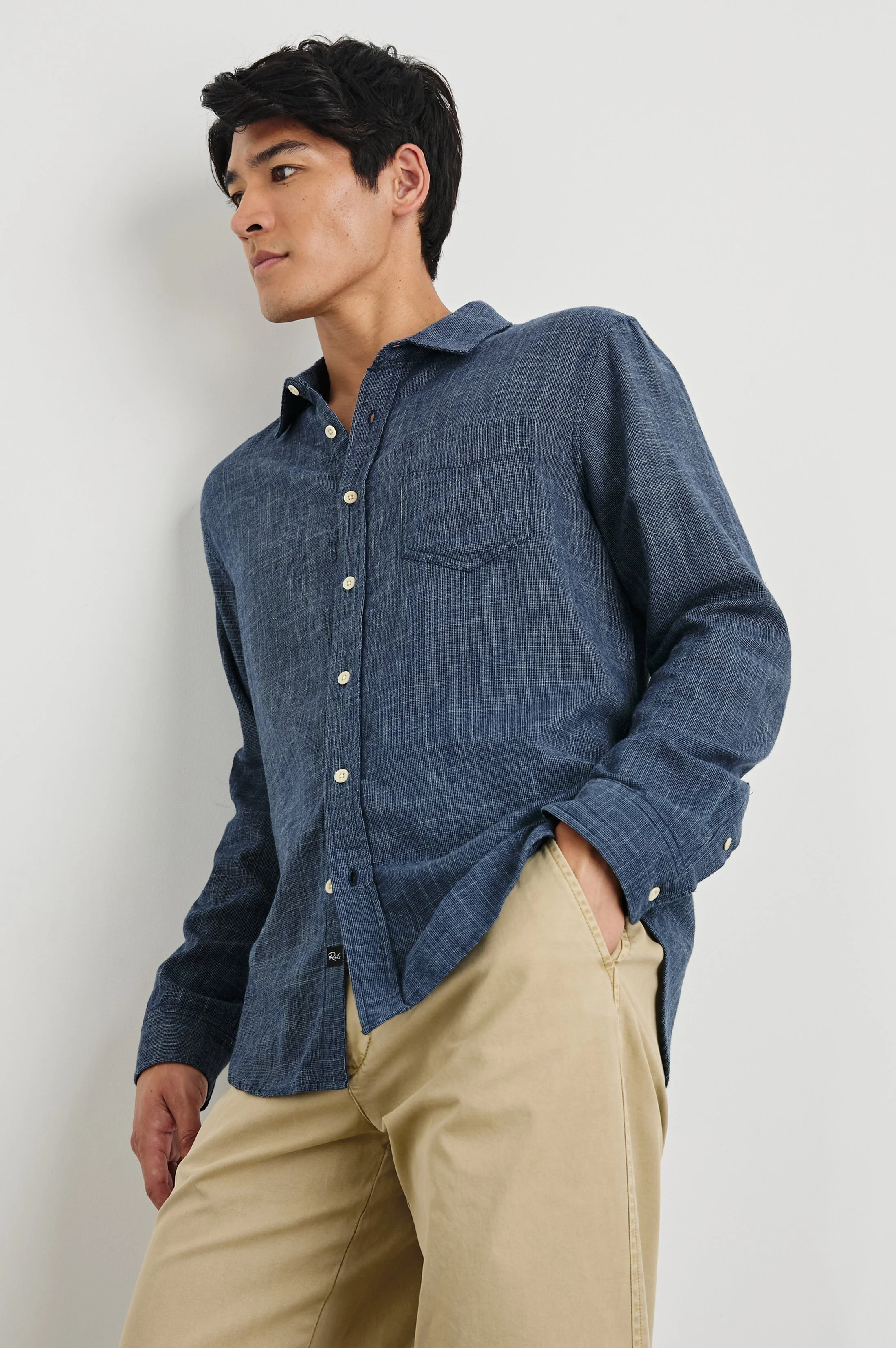 WYATT RELAXED FIT SHIRT - NAVY ETCH - Image 3