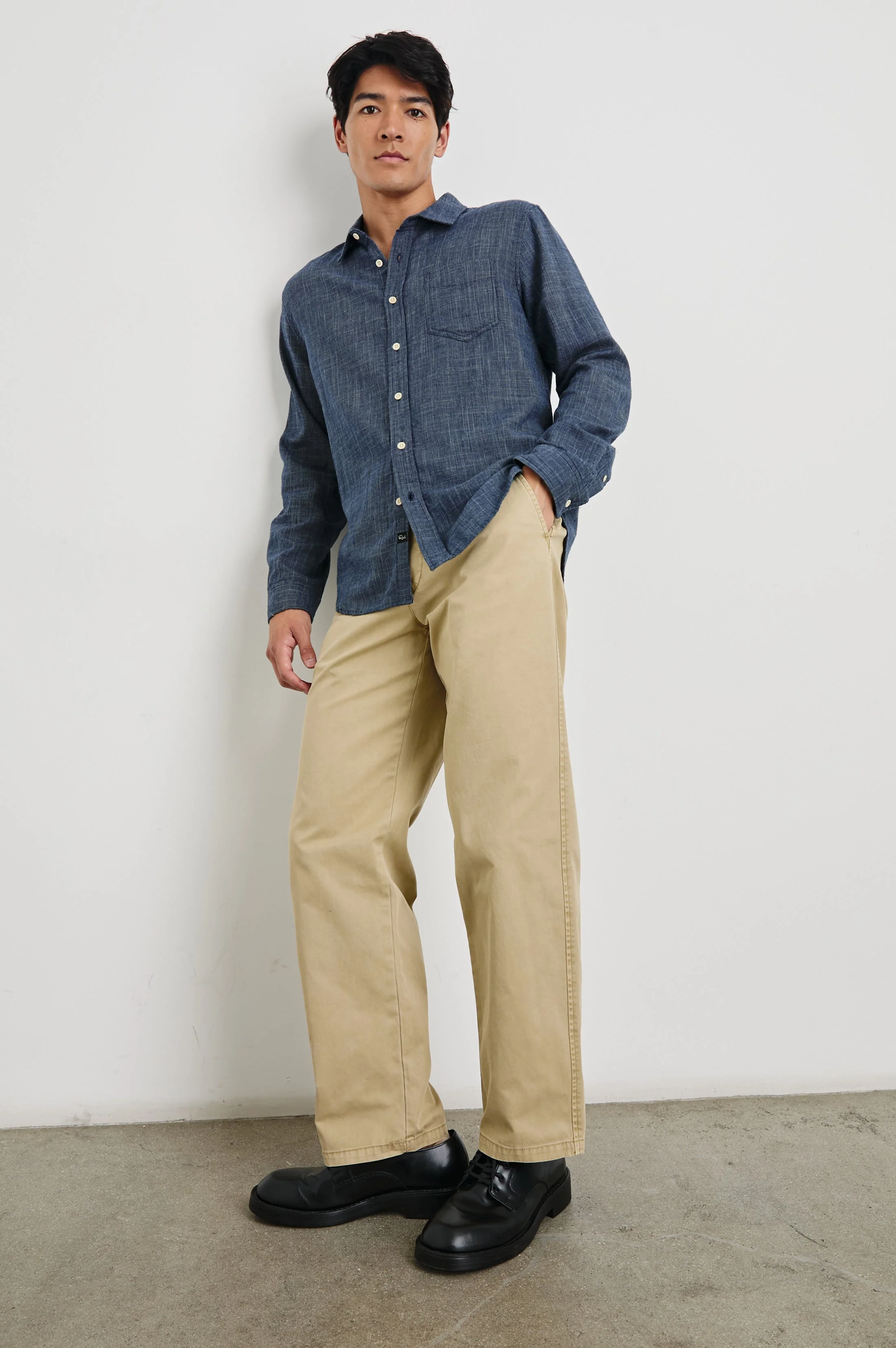 WYATT RELAXED FIT SHIRT - NAVY ETCH - Image 4