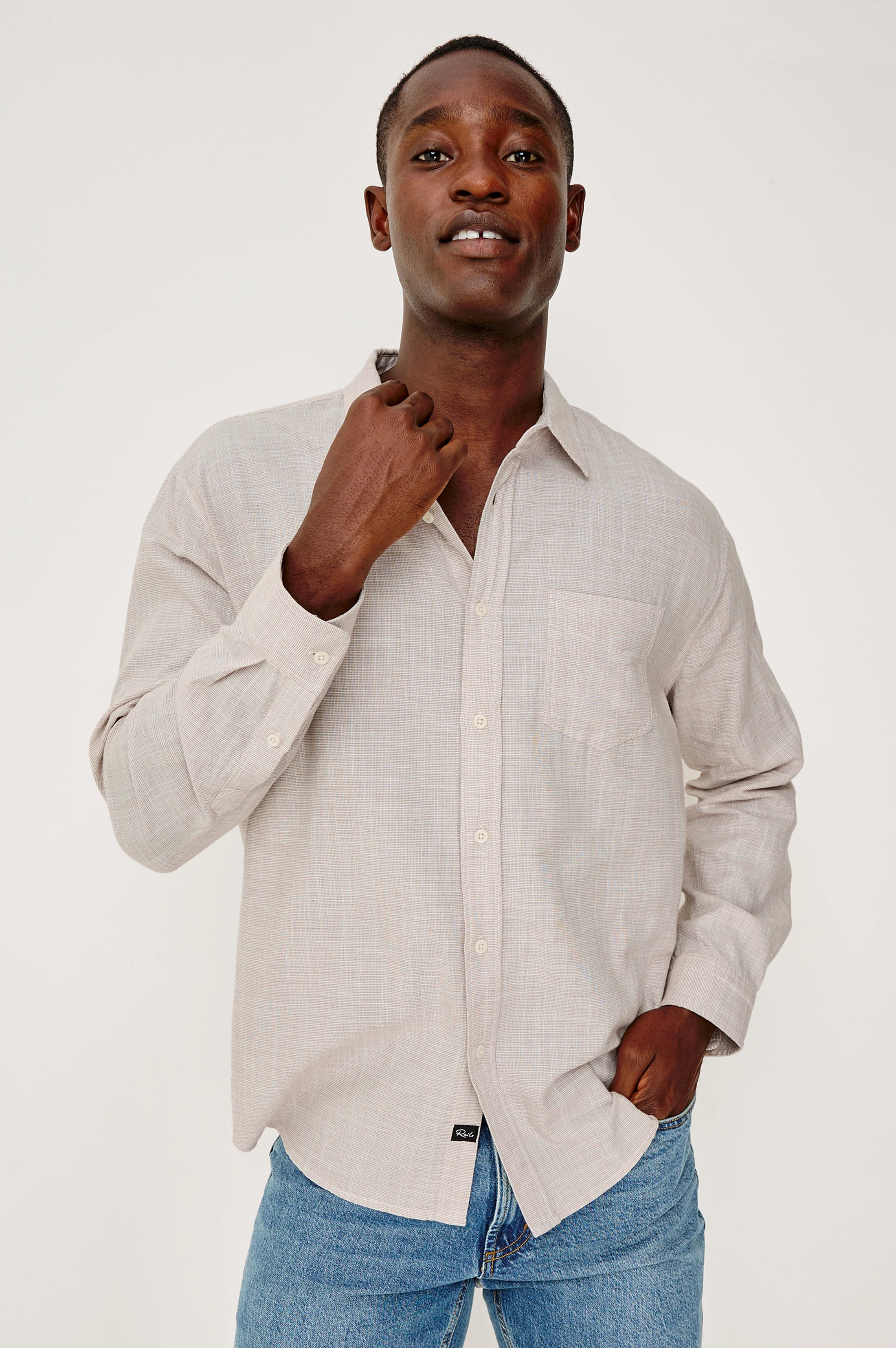 WYATT SHIRT - TAHINI ETCH